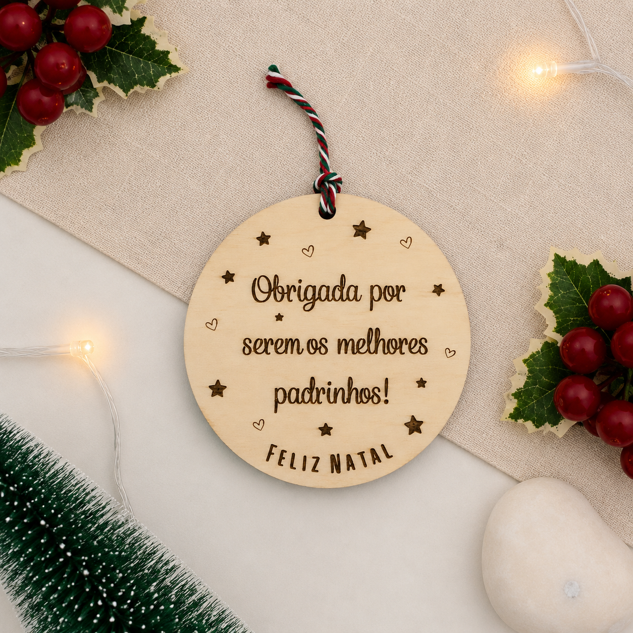 Enfeite de Natal com mensagem personalizada