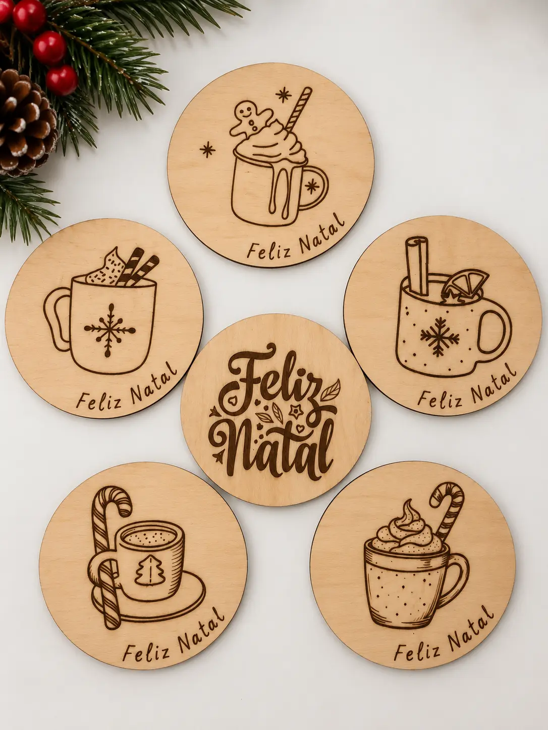 Conjunto de bases de copo edição de Natal