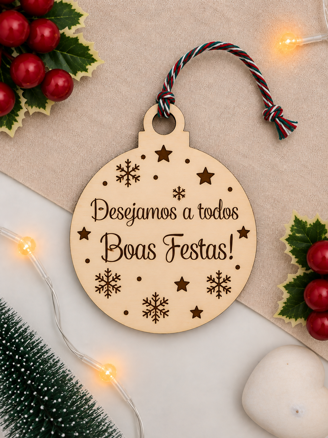 Enfeite de Natal com mensagem personalizada