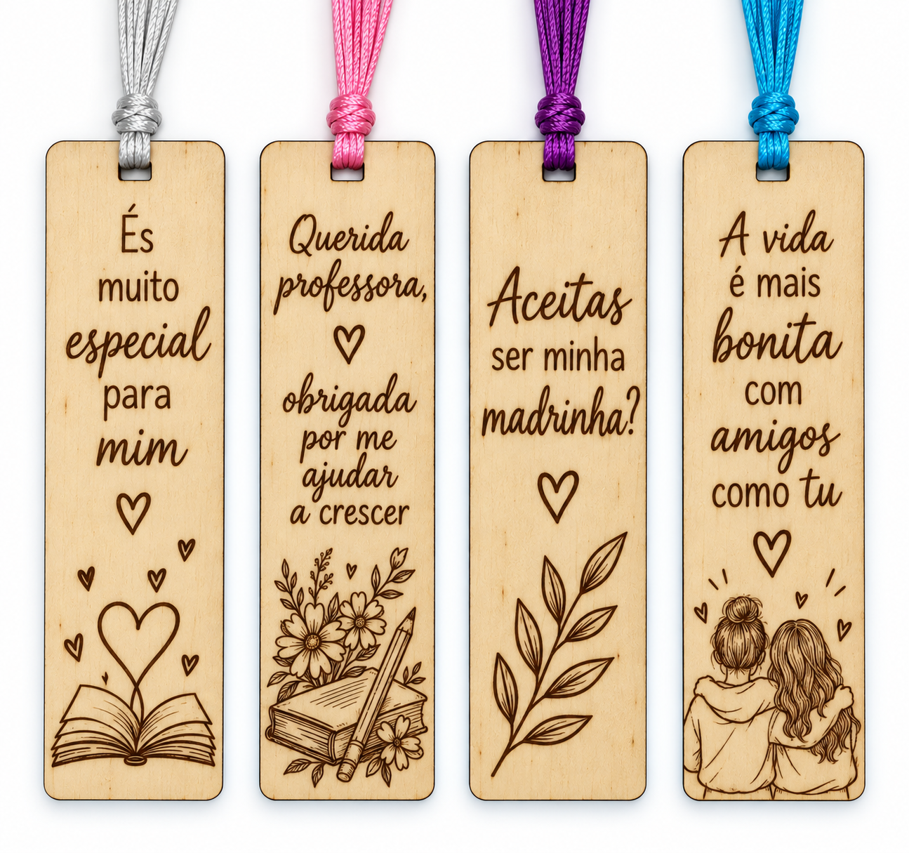 Marcadores de livro personalizados em madeira