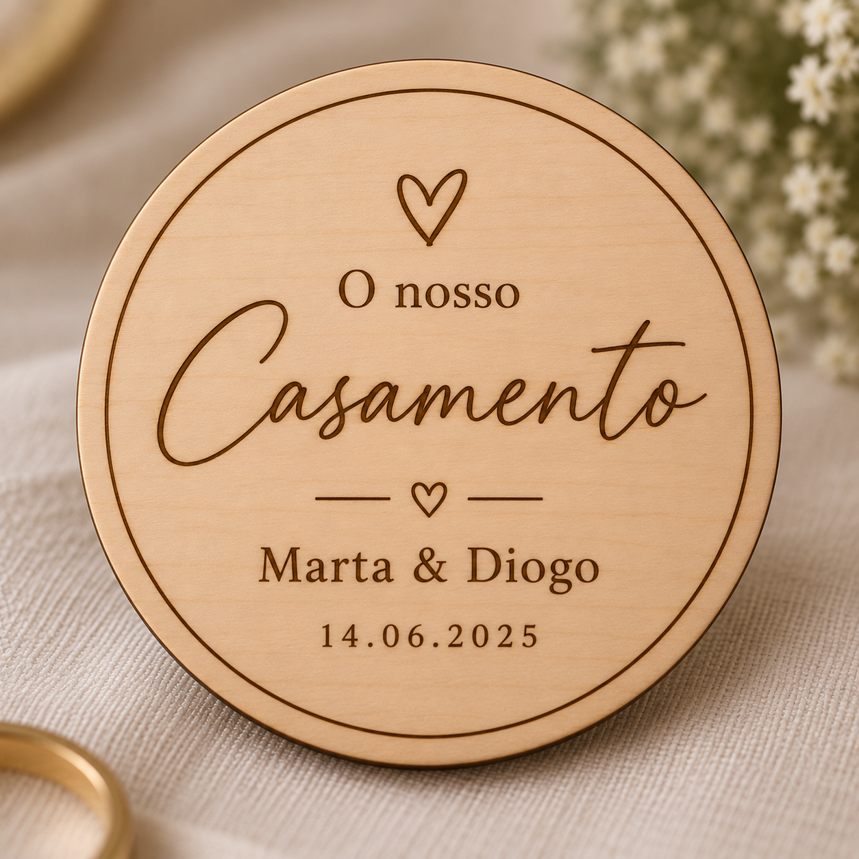 Íman de lembrança personalizado para casamento