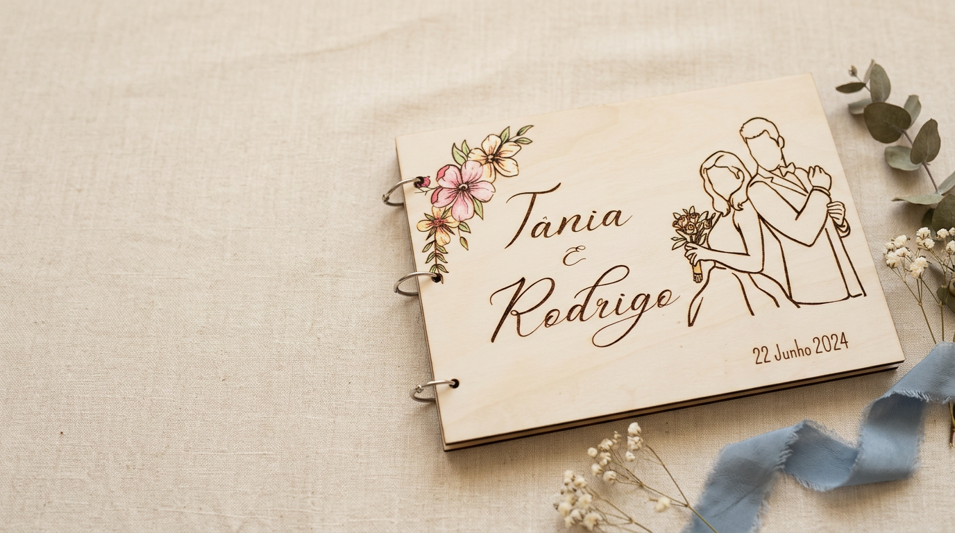 Livro de honra personalizado em madeira da Handy Dany